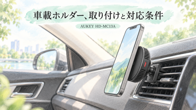 AUKEY HD-MC13Aを車のエアコン吹き出し口に取り付けたイラスト