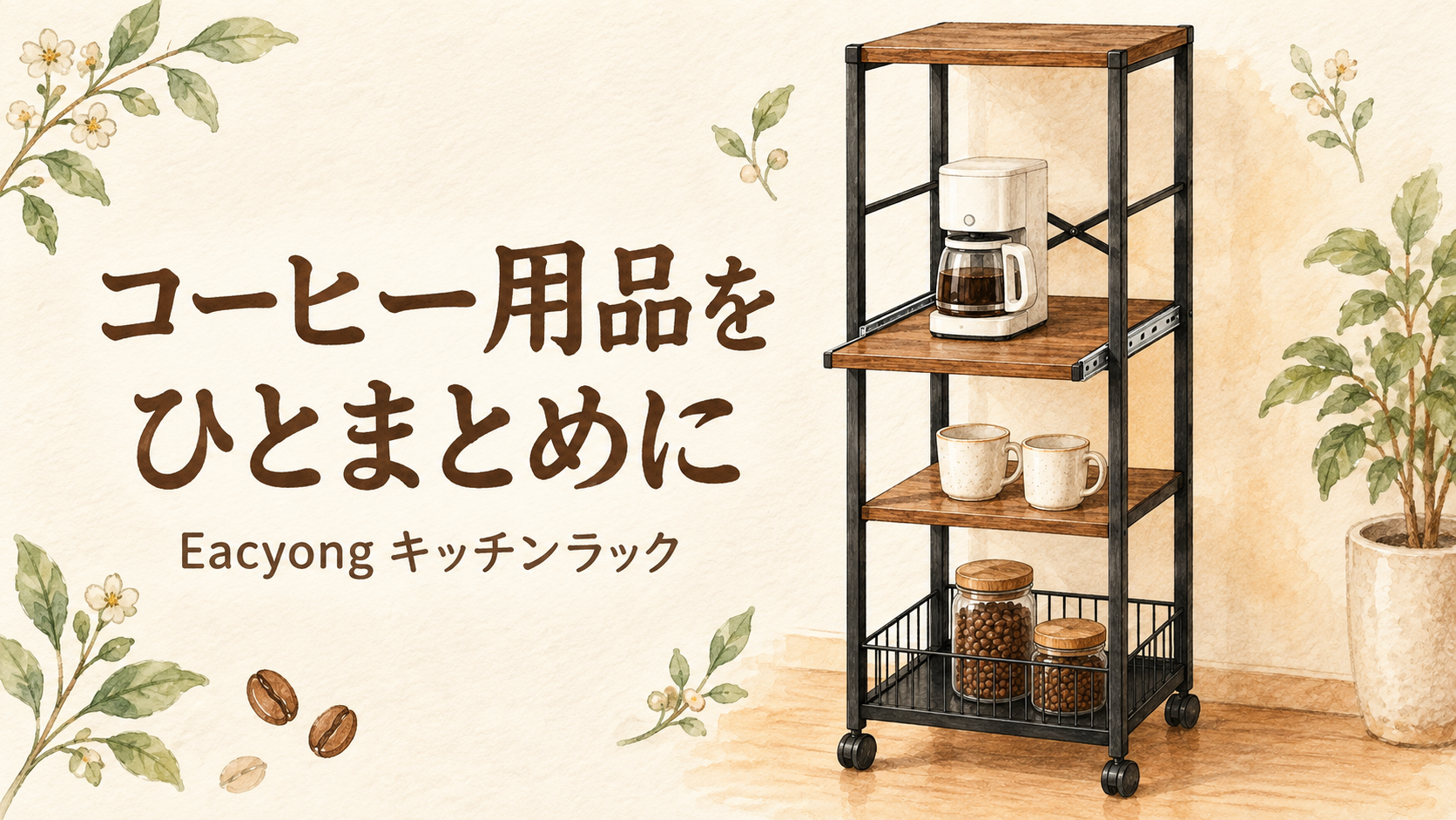 コーヒー用品をひとまとめに:Eacyongキッチンラック