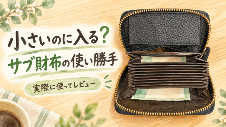 黒いFreelyミニ財布のイラスト。小さいのに入る？サブ財布の使い勝手