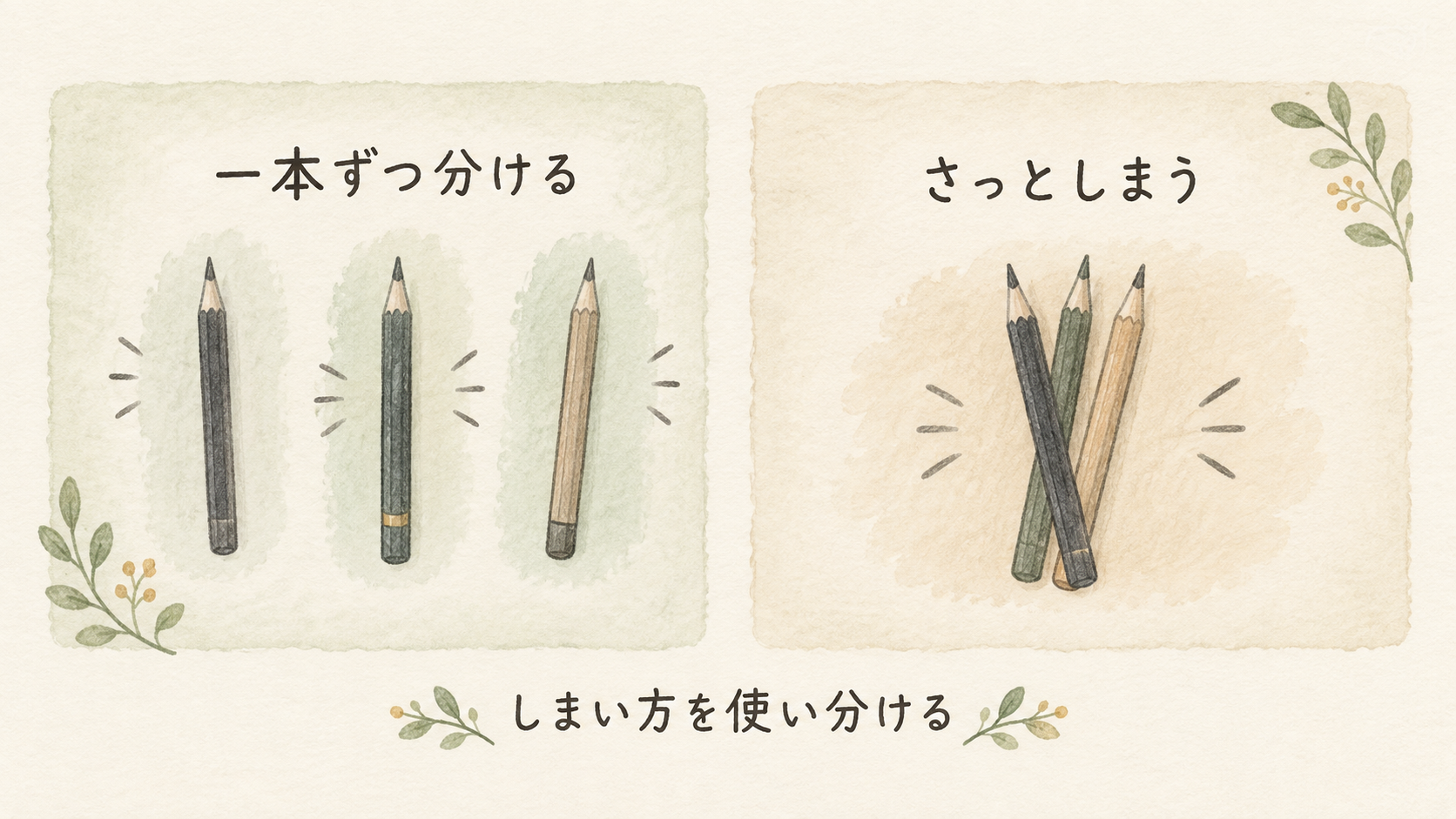一本ずつ分ける収納と、さっとまとめる収納の使い分け