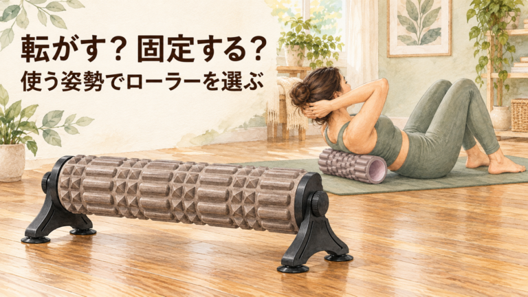 短い筒型は背中で転がし、固定型は硬い床へ置く
