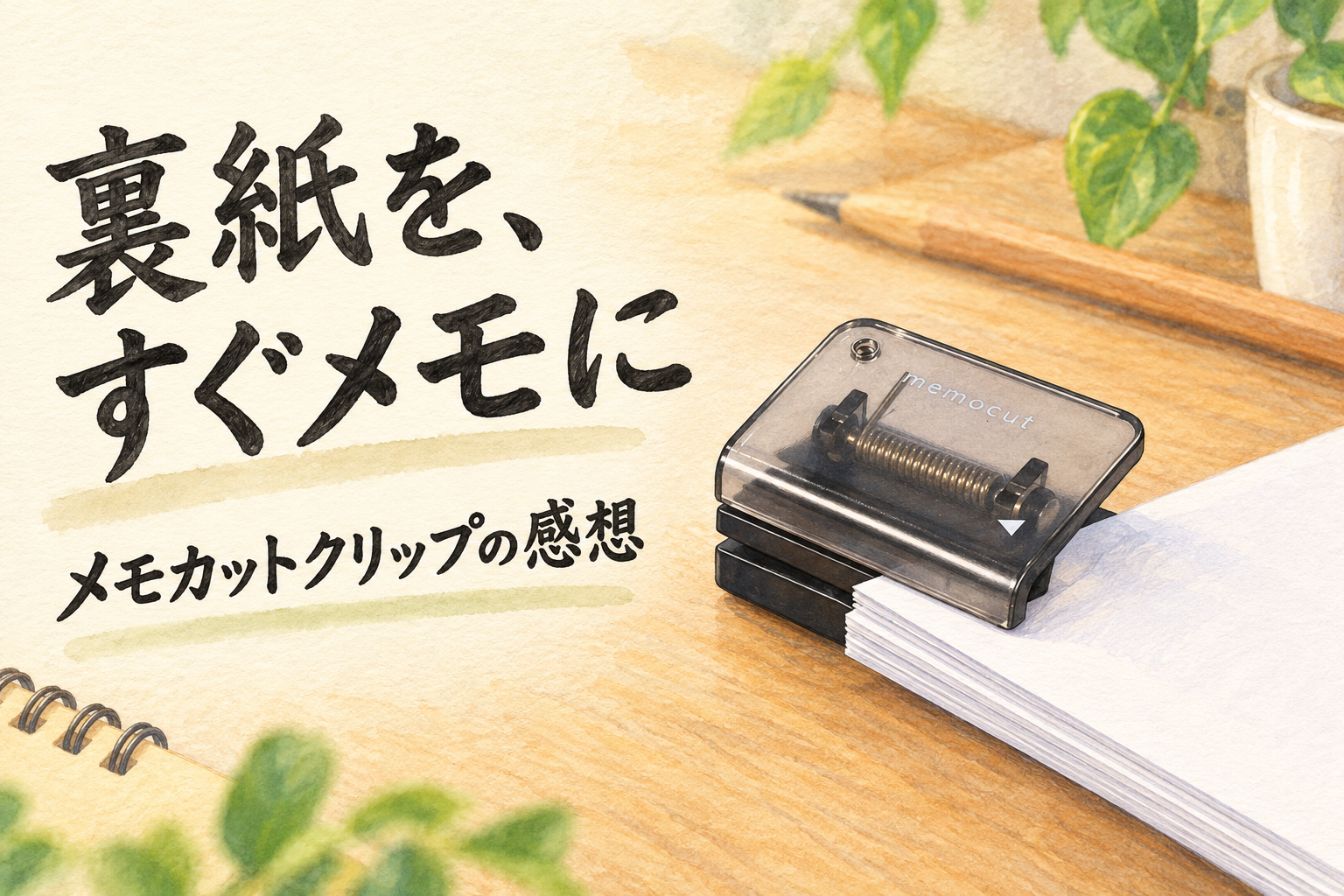 裏紙を、すぐメモに。メモカットクリップの感想。黒クリップでまとめた小さなメモ