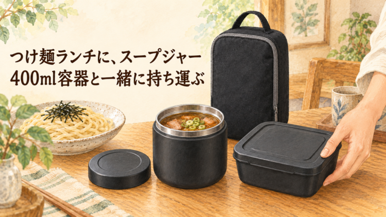 つけ麺用のスープジャーと容器を準備